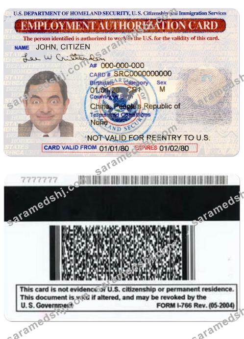 UNITED STATES employment authorization card